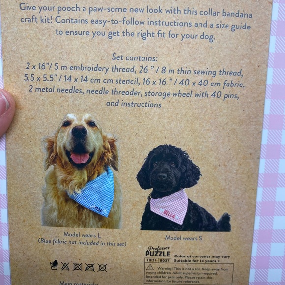 NWT Professor Puzzle Easy Stitch Dog Bandana Kit/ Crafting for Pets - Picture 7 of 7
